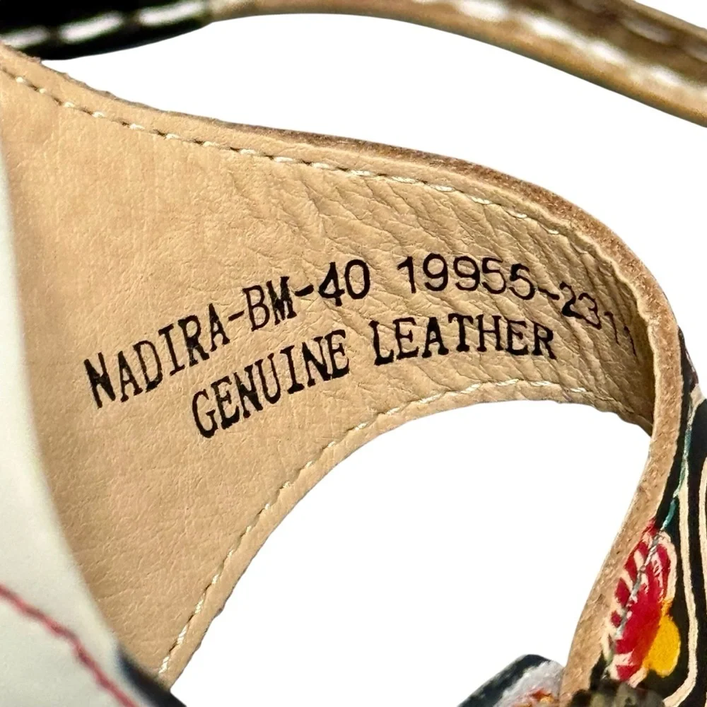 L'ARTISTE Nadira Genuine Leather Floral Embellished Strappy Comfortable Sandal - Picture 12 of 13